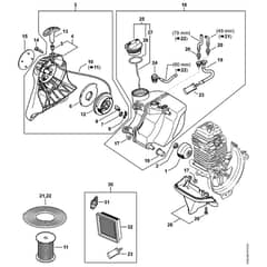 Stihl HT135 - Rewind Starter, Fuel Tank - Parts Diagram