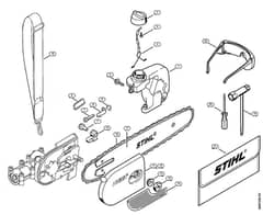 Genuine Stihl HT73 / P - Oil tank, Chain sprocket cover, Tools