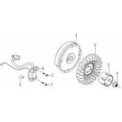 K1100 H - Bertolini Engine Flywheel and coil Diagram