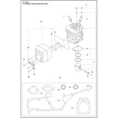 Husqvarna K 1270 - 967978701 - Cylinder, Piston And Muffler