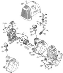 Genuine Stihl KM130 / C - Rewind starter, Fuel tank