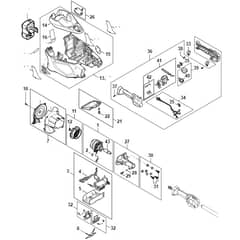 Stihl KMA135 R - Electric Motor, Motor Housing, Control Handle - Parts Diagram