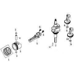Cobra LC1P92F-1 - Loncin Tractor Engine May 2023 Crankshaft Assy Diagram