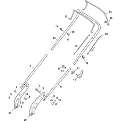 LINER 16S - 2021-2025 - 299439047/AT1 - Atco Rotary Mower Handle Diagram