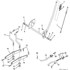 McCulloch MC1292RB - 96061001801 - 2008-11 - Mower Lift - Deck Lift Parts Diagram