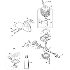 Stihl MM56 - Crankcase - Cylinder - Muffler - Shroud - Parts Diagram
