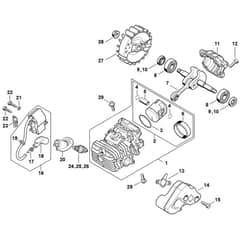 Genuine Stihl MS194 T - Cylinder with piston, Ignition system