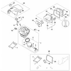Stihl MS500i - Cylinder, Muffler - Parts Diagram