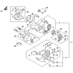 Stihl MSA190.0 T - Electric Motor, Electronic Module, Handle Housing - Parts Diagram