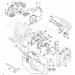 Stihl MSA220.1 TC-O - Shroud, Fan Housing, Oil Pump, Hand Guard, Chain Brake - Parts Diagram