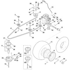 Viking MT6112.1 ZL - Gearbox, Rear Wheel, Blade Clutch - Parts Diagram