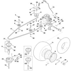 Viking MT6127.1 ZL - Gearbox, Rear Wheel, Blade Clutch - Parts Diagram