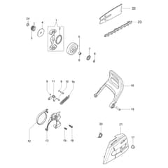 MT 350 S - Efco Chainsaw Chain cover and clutch Diagram