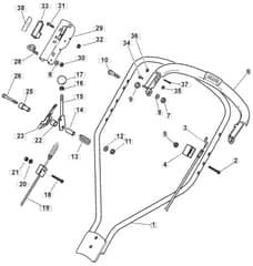MULCHER INOX 504 PD - 2010 - 291562023/MFR - Mountfield Rotary Mower Upper Handle Diagram