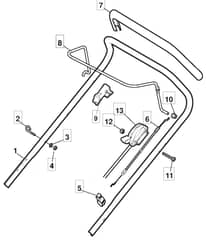 MULTICLIP 501 HP - 2011 - 291501043/M11 - Mountfield Rotary Mower Upper Handle Diagram