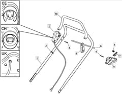 MULTICLIP MEL 46 HP - 2009 - 291500663/UM9 - Mountfield Rotary Mower Upper Handle Diagram
