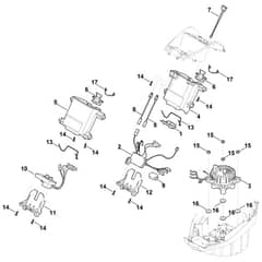 Stihl MVP 850.0 S - Battery Bracket, Electronics, Motor - Parts Diagram