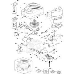 OM 103/16 K - 2019 - Oleo-Mac Ride On Mower Starter, carburettor and air filter Diagram