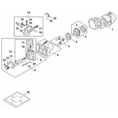 Stihl REA 100.0 PLUS - Electric Motor, Valve Block, Pump - Parts Diagram