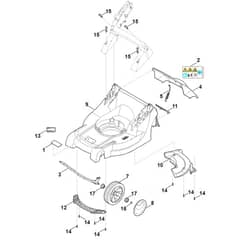 Stihl RMA443.2 VC - Housing, Front Axle - Parts Diagram