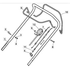 SP533 - 2012-2018 - 295546048/BQ - Mountfield Rotary Mower Upper Handle Diagram