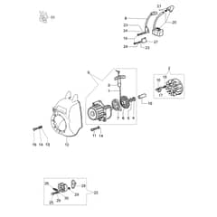SPARTA 250 TR - Oleo-Mac Brushcutter Starter assy and clutch Diagram