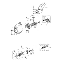 SPARTA 25 - Oleo-Mac Brushcutter Starter assy and clutch Diagram