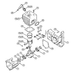 Genuine Stihl SR320 / A - Crankcase, Cylinder