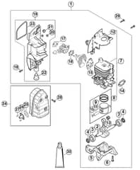 Genuine Stihl SR440 / A - Crankshaft, Cylinder, Muffler