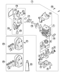 Genuine Stihl SR450 / A - Crankshaft, Cylinder, Muffler