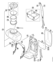 Genuine Stihl SR450 / L - Backplate, Container