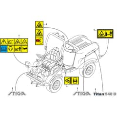 TITAN 540 D - 2013-2019 - 13-7454-11 - Stiga Front Mower Labels Diagram