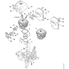 Genuine Stihl TS420 / B - Cylinder, Muffler