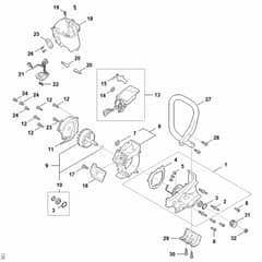 Stihl TSA300.0 - Electric Motor, Electronic Module, Battery Compartment - Parts Diagram