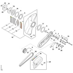 Stihl TSA 500.0-B - Cast Arm With Guard - Parts Diagram