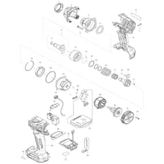 Makita TW004G - Cordless Impact Wrench - Power Tool Diagram