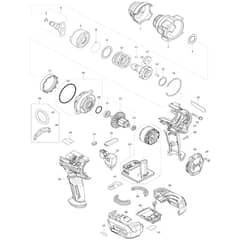 Makita TW007G - Cordless Impact Wrench - Power Tool Diagram