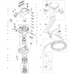 Makita VC2512L - Vacuum Cleaner - Power Tool Diagram