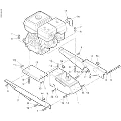 WB 65 (K1100 H) - Oleo-Mac Flail Mower Frame and engine Diagram