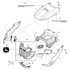 John Deere X107 - PC13997 - Hood - ST1011517