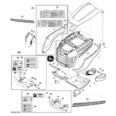 John Deere X145 - PC10450 - Hood - ST245968