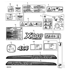 John Deere X748 - PC9511 - Labels - ST539869