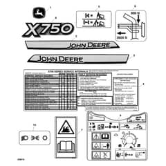 John Deere X750 - PC11848 - Label For - ST742684