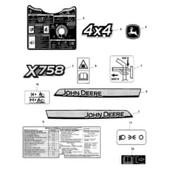 John Deere X758 - PC11850 - Labels - ST742746