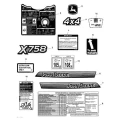 John Deere X758 - PC11850 - Label - ST742748
