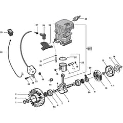 XC 39 - 2007 - 222716003/07 - Castel Garden Chainsaw Crankshaft and Cylinder Diagram