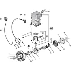 XC 41 - 2009 - 222516003/04 - Castel Garden Chainsaw Crankshaft and Cylinder Diagram