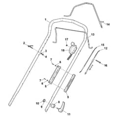 XS 55 GS - 2018-2019 - 294556043/C18 - Castel Garden Rotary Mower Handle Upper Part Diagram