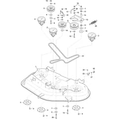 ZT 3107 T - 2017-2020 - 2F1020611/S17 - Stiga Zero Turn Mower Mower Deck, Belt and Idlers Diagram