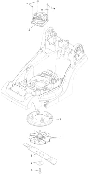 Hayter Hawk 36cm Roller 60V Push - 553A (321000001 - 321999999) - Motor - Blade Assy